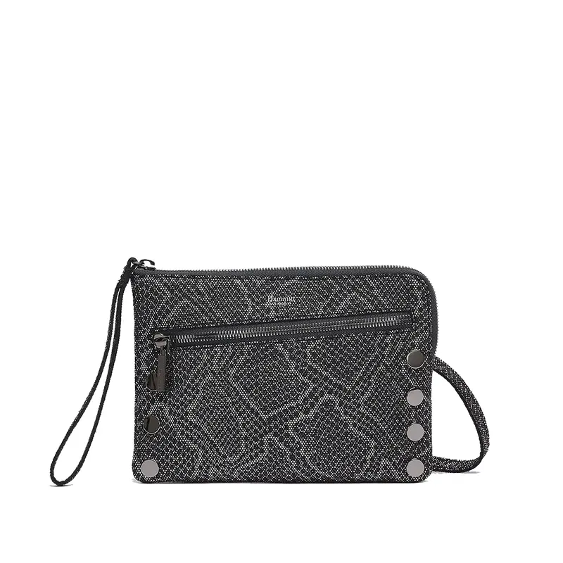 Hammit Nash Small Leather Clutch/Wristlet In After Dark Snake Print With Gunmetal Finish 1