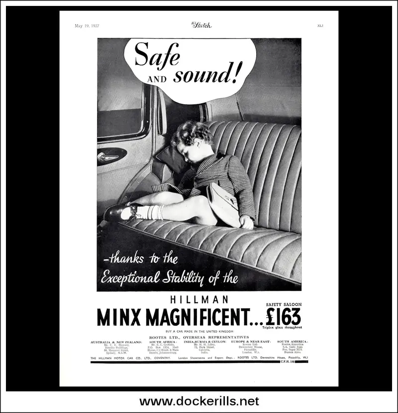 Hillman Minx ‘Safe And Sound’ Campaign – 1937 Vintage Car Ad (May 19) 1