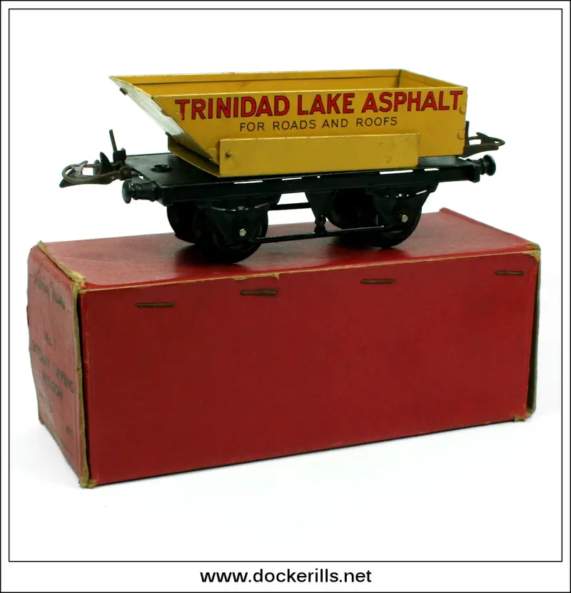 Hornby 'O' Gauge Rotary Tipping Wagon — Trinidad Lake Asphalt Livery, Boxed Vintage Tin Toy 1