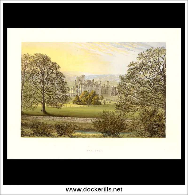 Ilam Hall Staffordshire Engraving – 1880 Chromoxylograph, Peak District 1
