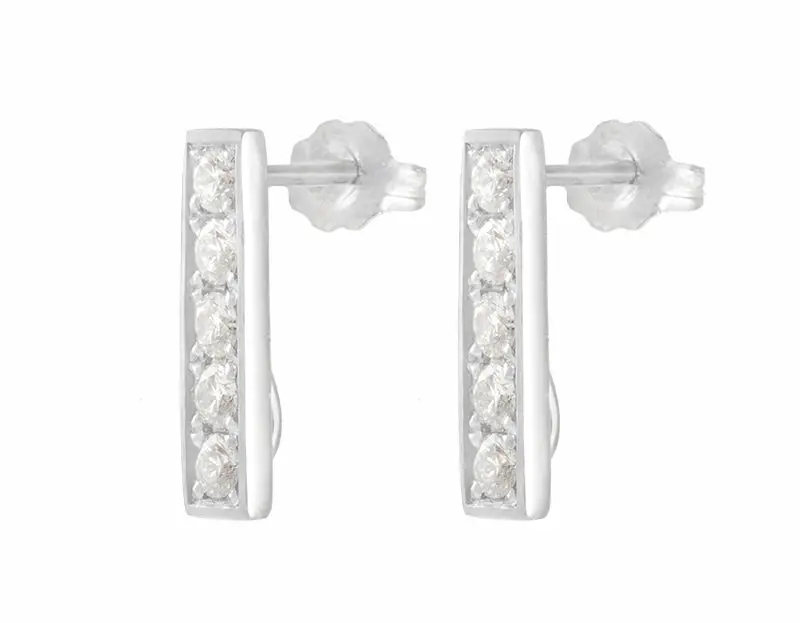 J-Stroke Earrings With Diamond Accents 1
