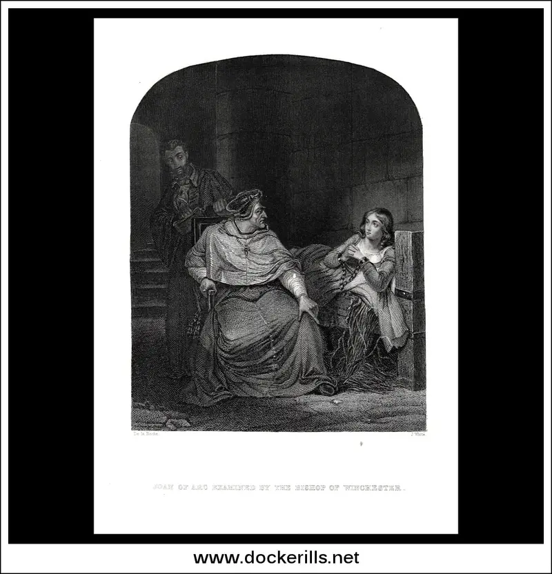 Joan Of Arc Before The Bishop Of Winchester – Antique Steel Engraving, C. 1880 1