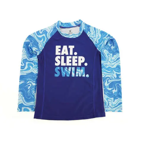Juice Box Boys' Rash Guard Swim Shirt – Eat Sleep Swim Motif 1