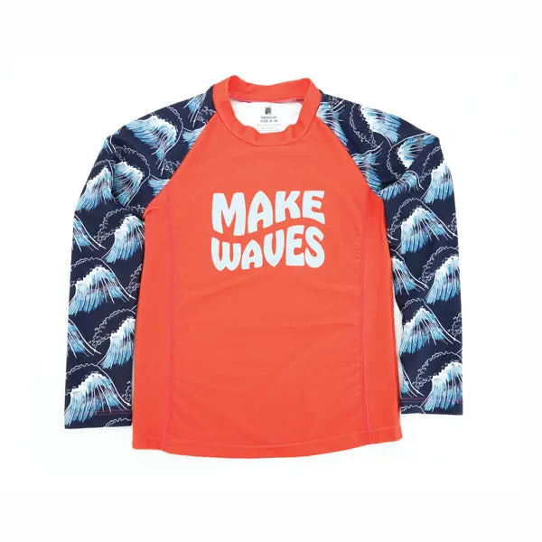 Juice Box Boys' Rash Guard Swim Shirt – Make Waves Print 1