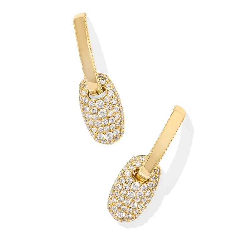 Kendra Scott Bailey Pave Huggie Earrings – 14K Gold With White Crystals 1