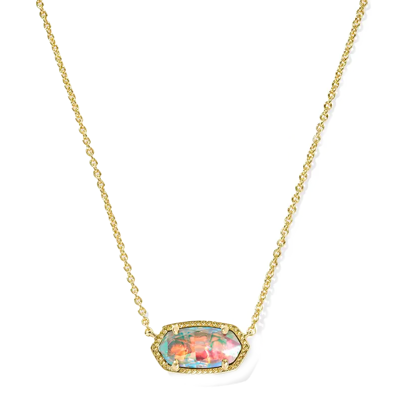 Kendra Scott Elisa Gold Pendant Necklace With Dichroic Glass Accent 1