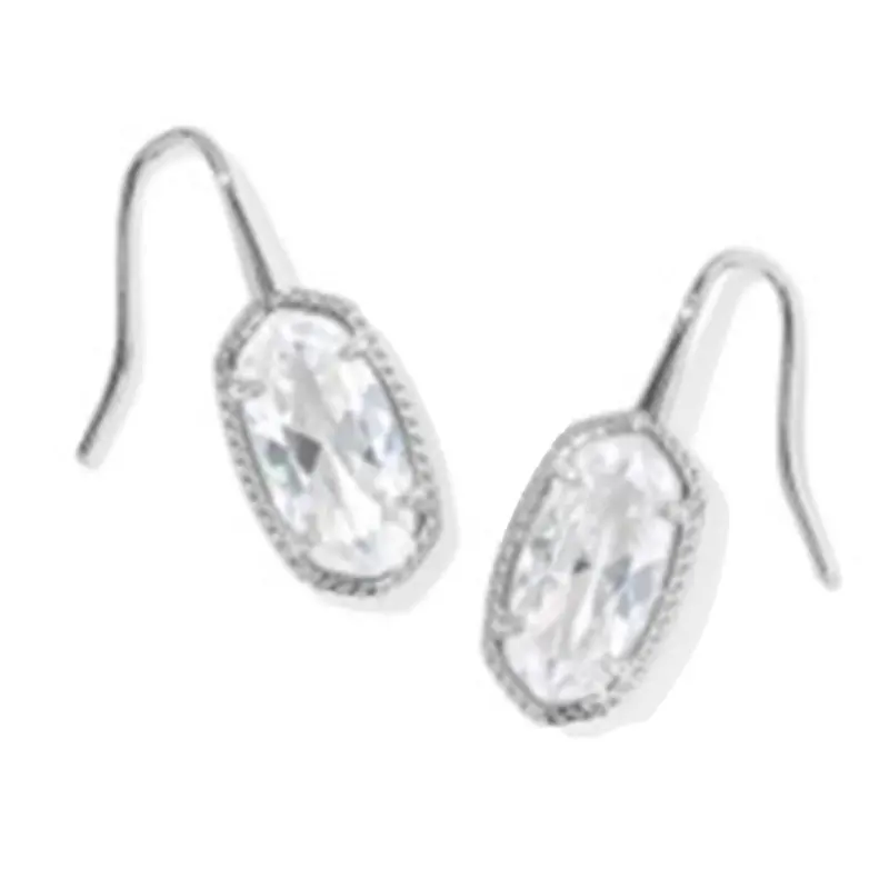 Kendra Scott Lee Luxe Drop Earrings – Sterling Silver With White Cubic Zirconia 1