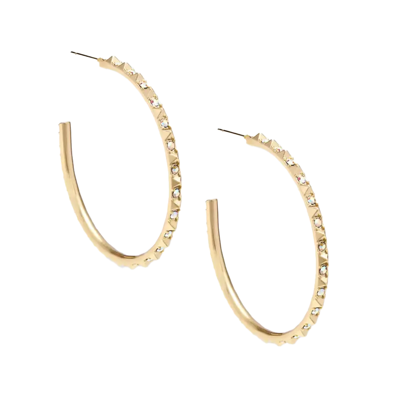 Kendra Scott Veronica Gold Hoops With Iridescent Crystal Detail 1