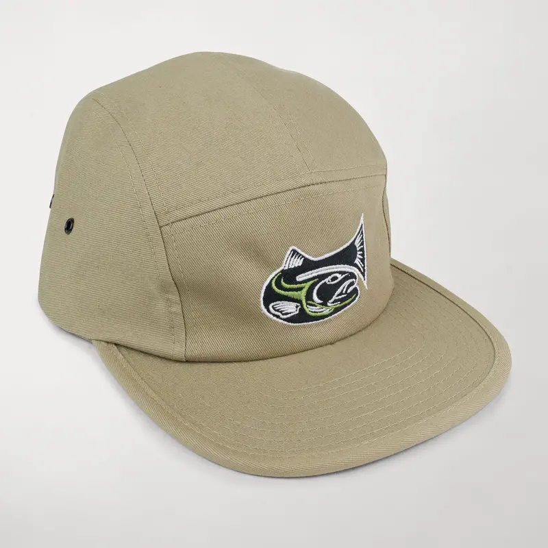 Khaki Drifthook Camper Cap With Green Embroidery 1