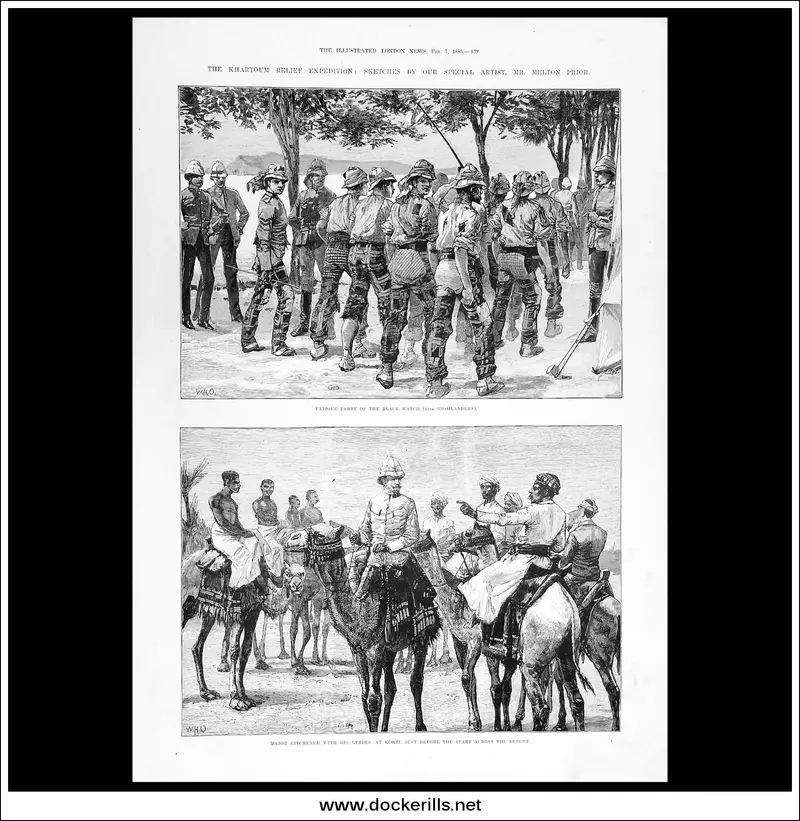 Khartoum Relief Expedition Sketches By Melton Prior – February 1885 Illustrated London News Engraving 1