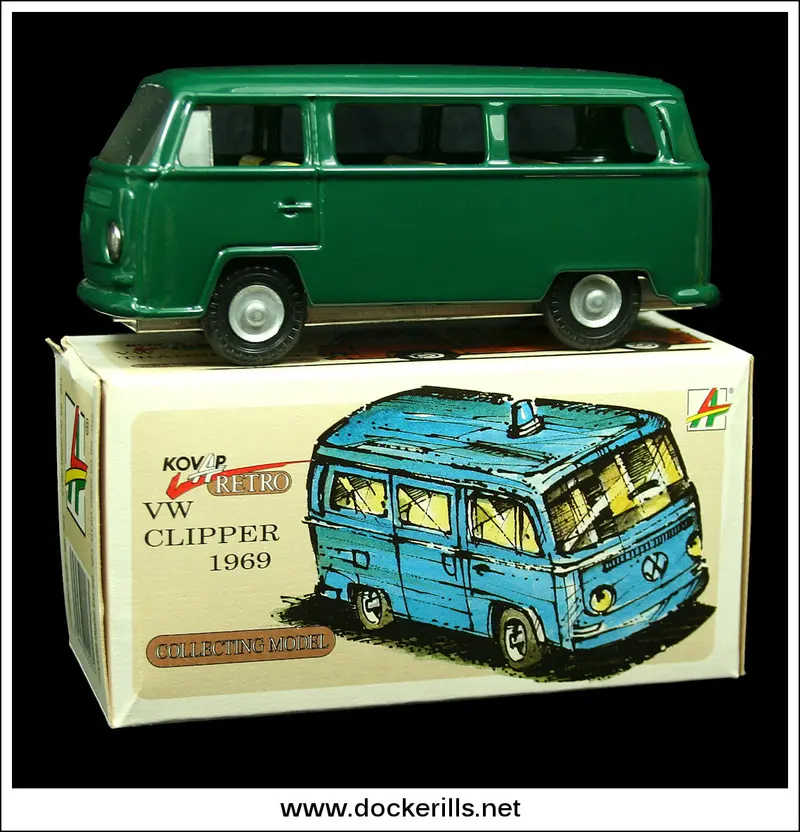 Kovap Vw Clipper Camper Van – 1969 Green Tin Toy, Cko Export Model 1