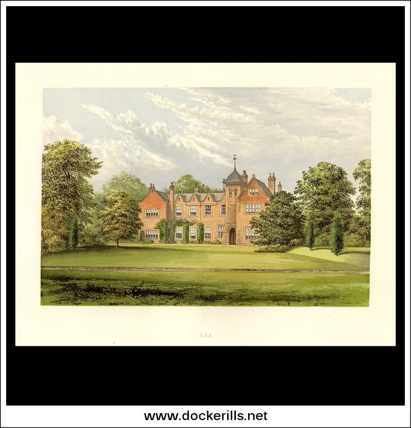 Lea Hall, Lincolnshire: Rural English Estate Chromoxylograph, England, 1880 1