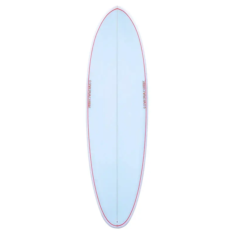 Love Machine Cheet Surfboard – 6'4" Featuring Ice Blue And Red Pin Line Graphics 1