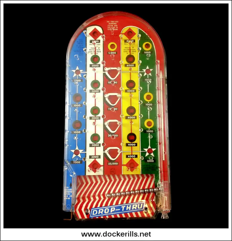 Marx Drop-Thru Bagatelle – Vintage British Tin Plate Bagatelle Game 1
