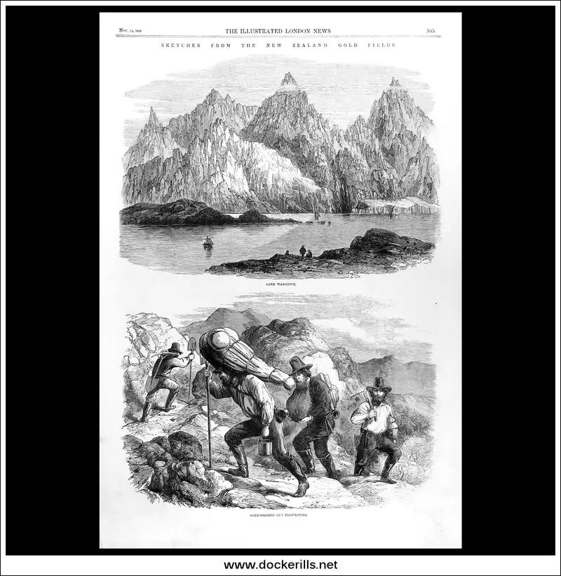 New Zealand Gold Fields Sketches – 1863 Illustrated London News Front Page (Nov 14) 1