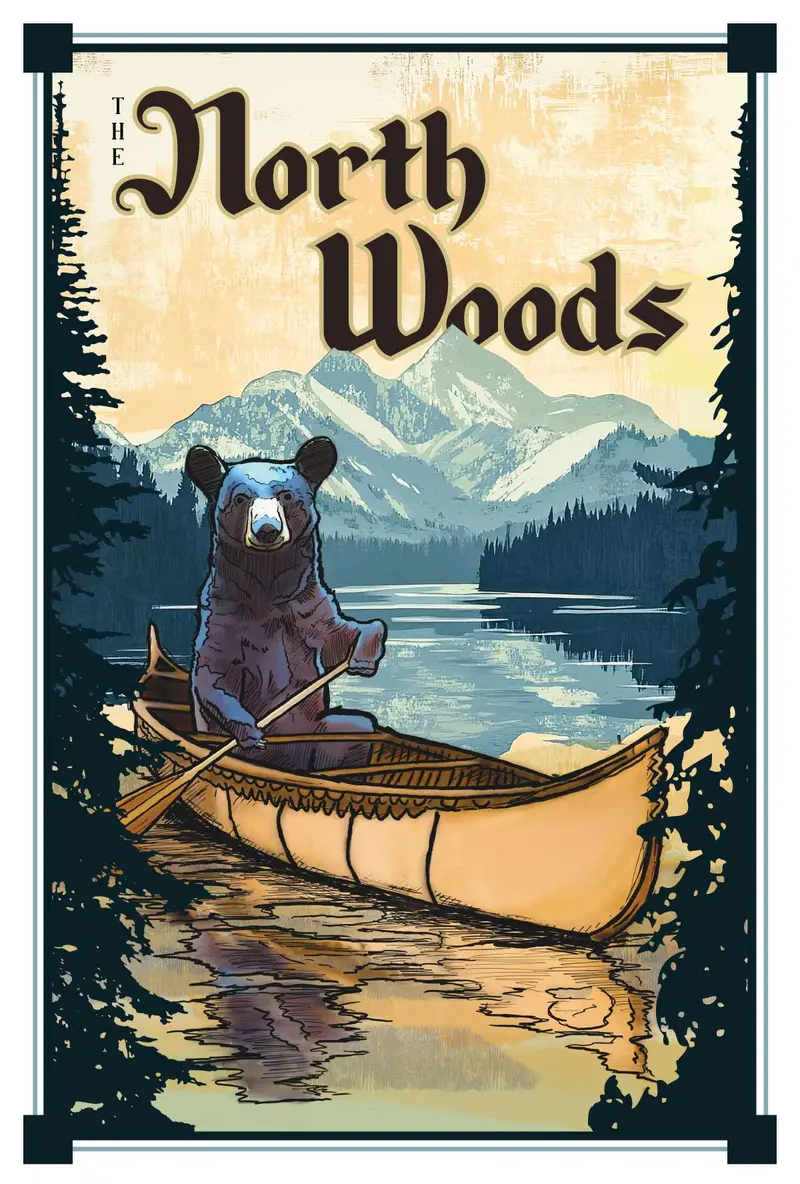 North Woods Paddlin’ Bear Art Print 1