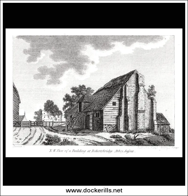 Northwest Elevation Of Robertsbridge Abbey, Sussex – 1787 Copperplate Engraving 1