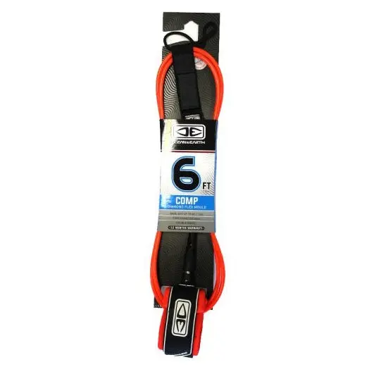 Ocean & Earth 6-Foot Molded Surf Leash – Regular Comp Design (Orange) 1