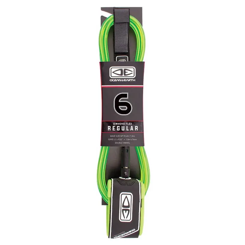 Ocean & Earth 6Ft Molded Surf Leash – Durable Regular Style (Lime) 1