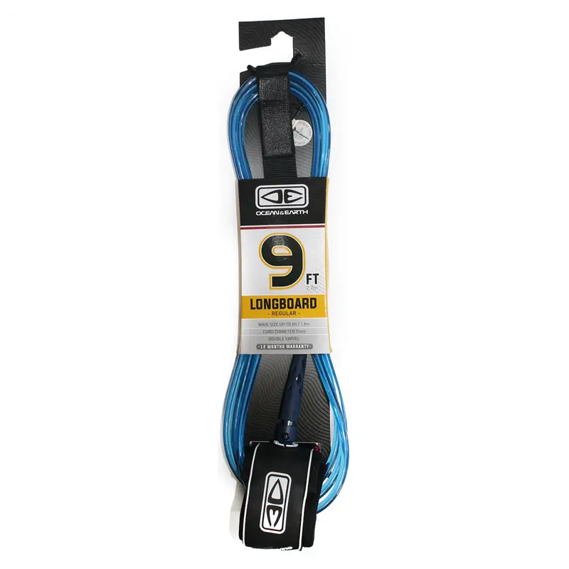 Ocean & Earth 9-Foot Moulded Longboard Leash – Blue 1