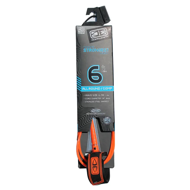 Ocean & Earth All-Round One-Piece Competition Leash – 6Ft Orange 1