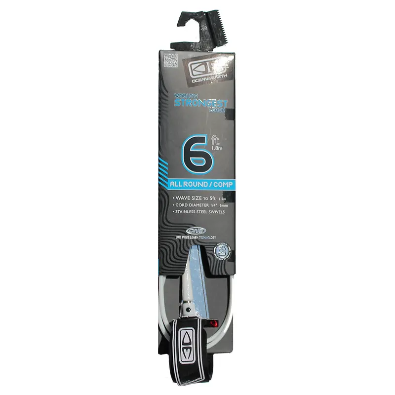 Ocean & Earth All-Round One-Piece Competition Leash – 6Ft White 1
