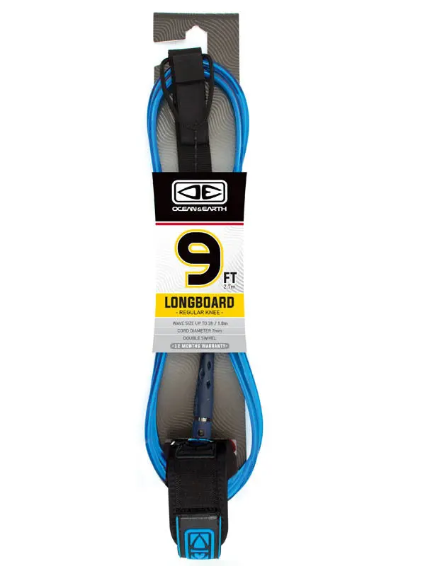 Ocean & Earth Moulded Longboard Knee Leash – 9Ft Blue 1