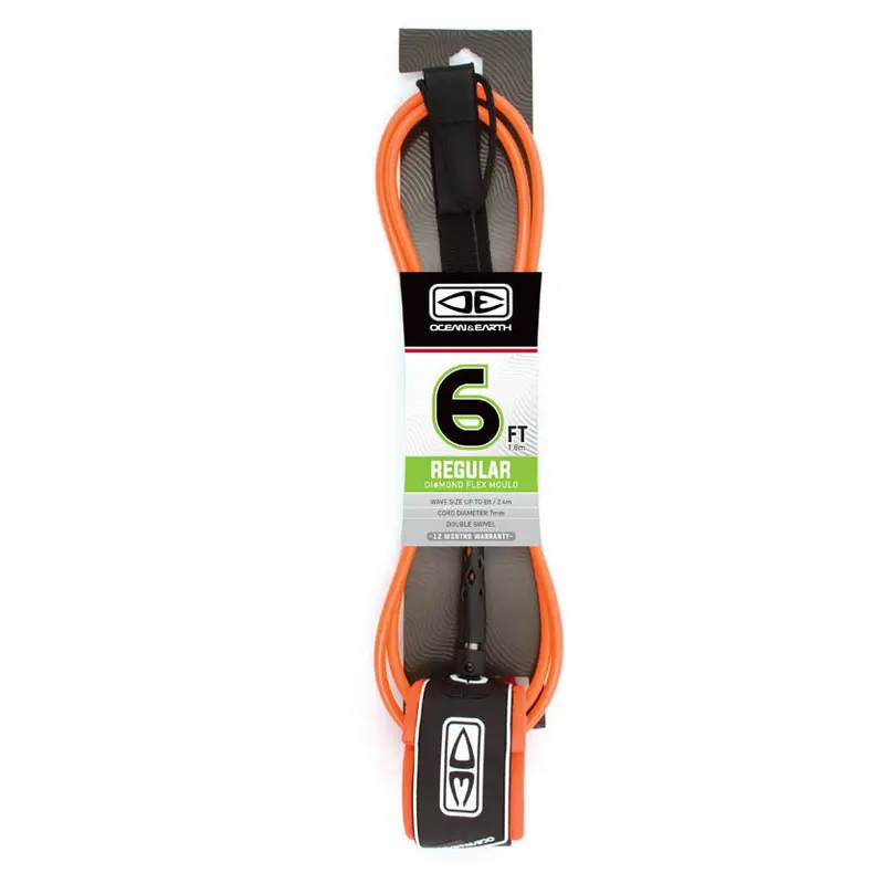 Ocean & Earth Moulded Surf Leash – 6Ft Orange 1