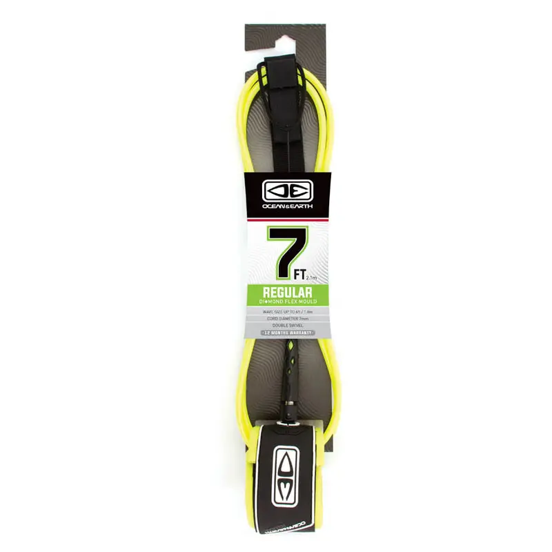 Ocean & Earth Moulded Surf Leash – 7Ft Yellow 1