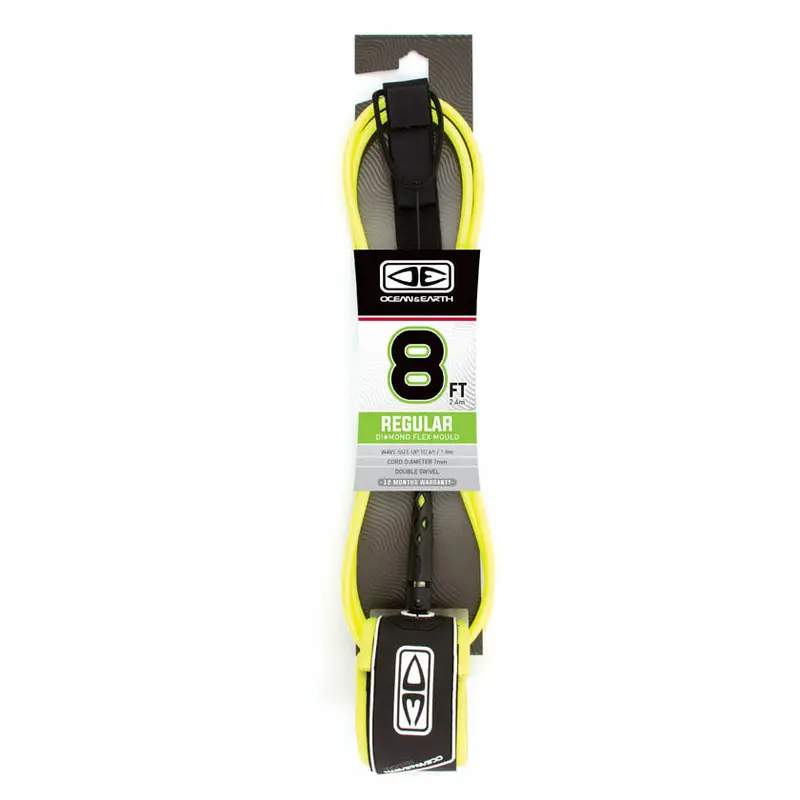 Ocean & Earth Moulded Surf Leash – 8Ft Yellow 1