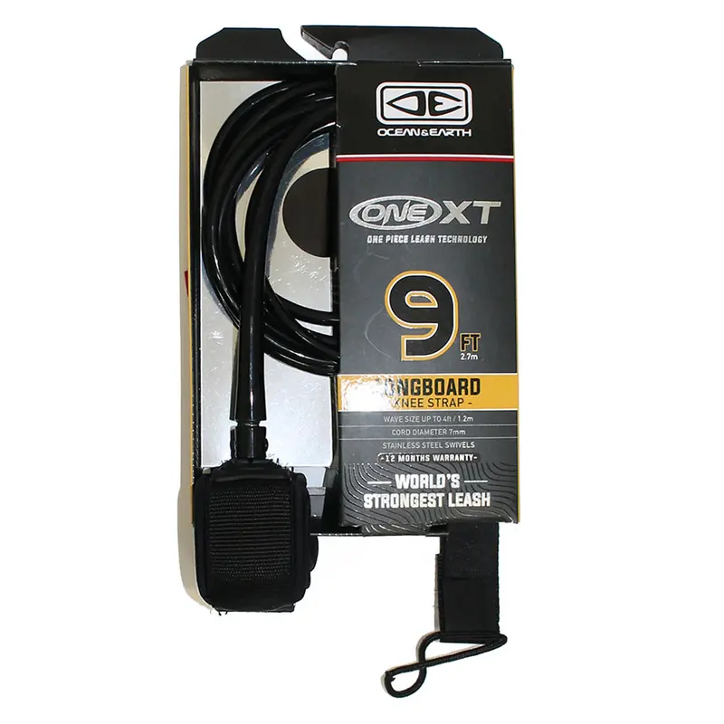 Ocean & Earth One-Xt Longboard Knee Leash – 9Ft Black, Durable & Responsive 1
