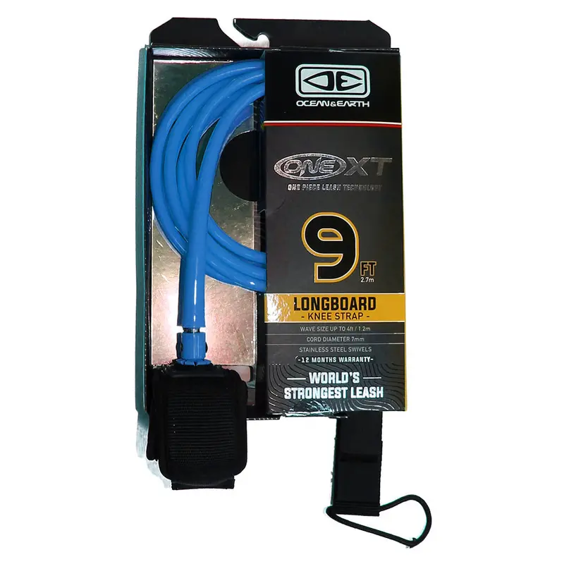 Ocean & Earth One-Xt Longboard Knee Leash – 9Ft Blue, Premium Edition 1