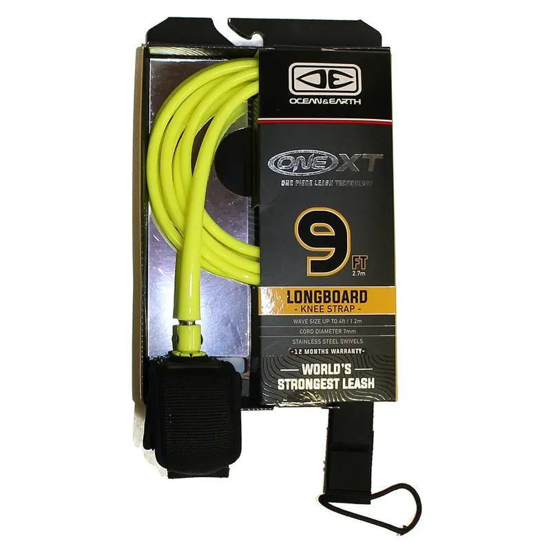 Ocean & Earth One-Xt Longboard Knee Leash – 9Ft Yellow, High-Visibility Option 1