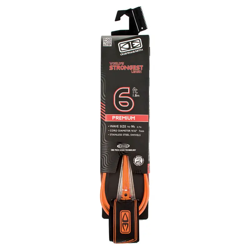 Ocean & Earth Premium One-Piece Surf Leash – 6Ft Orange 1