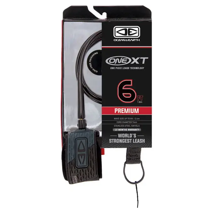 Ocean & Earth Premium One-Xt 6Ft Black Surf Leash 1