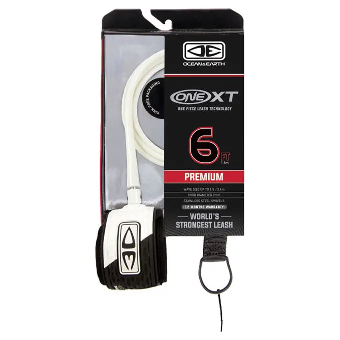Ocean & Earth Premium One-Xt 6Ft White Surf Leash 1