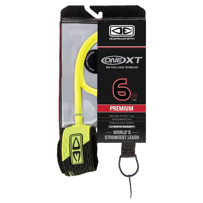 Ocean & Earth Premium One-Xt 6Ft Yellow Surf Leash 1