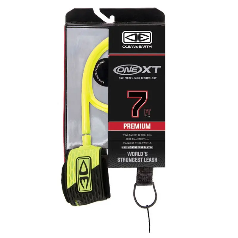 Ocean & Earth Premium One-Xt 7Ft Yellow Surf Leash 1