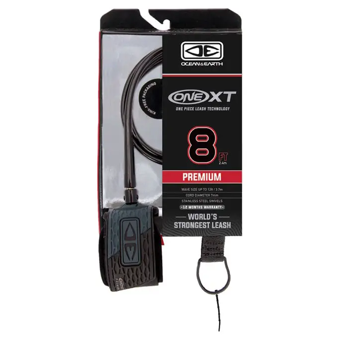 Ocean & Earth Premium One-Xt 8Ft Black Surf Leash 1