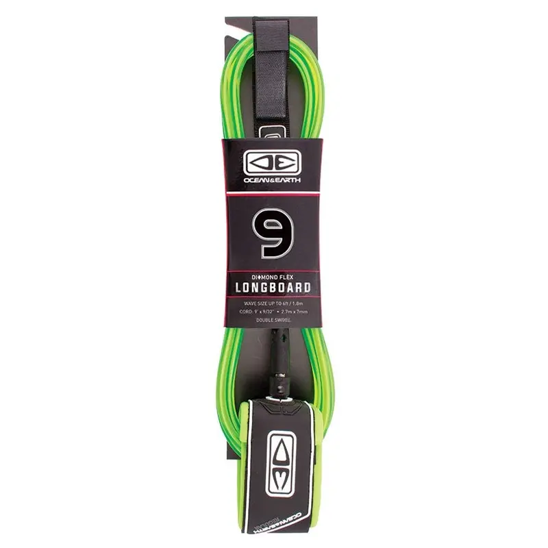 Ocean & Earth Regular Moulded Longboard Leash – 9Ft Lime 1