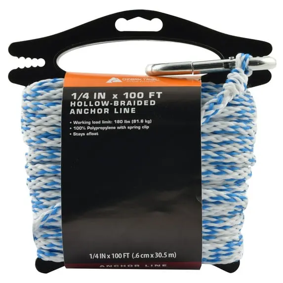 Ozark Trail Hollow-Braided Polypropylene Anchor Rope – Marine Grade 1