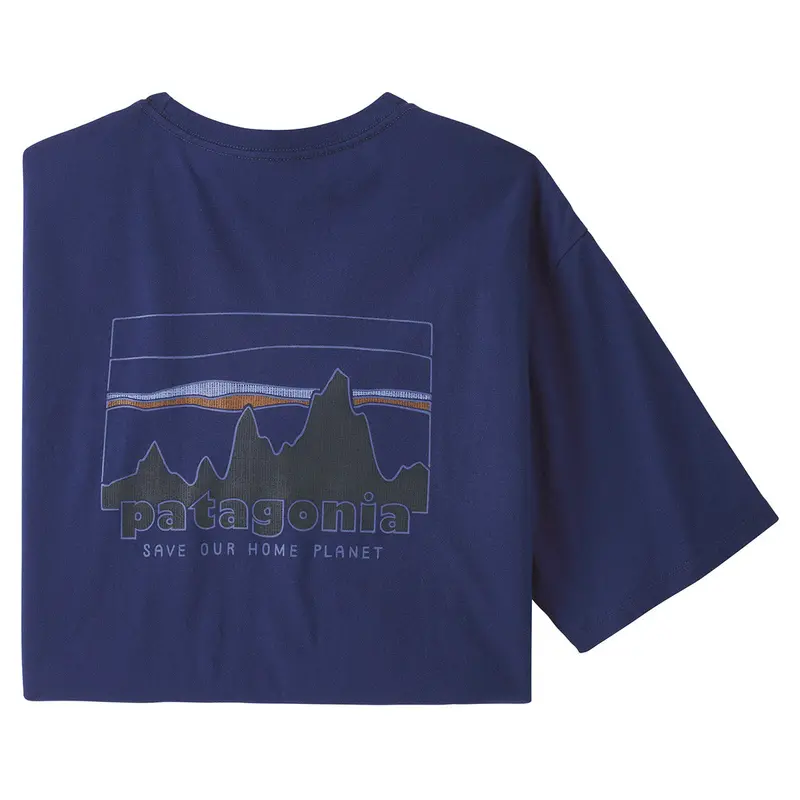 Patagonia Men'S '73 Skyline Organic Cotton T-Shirt – Sound Blue Hue 1