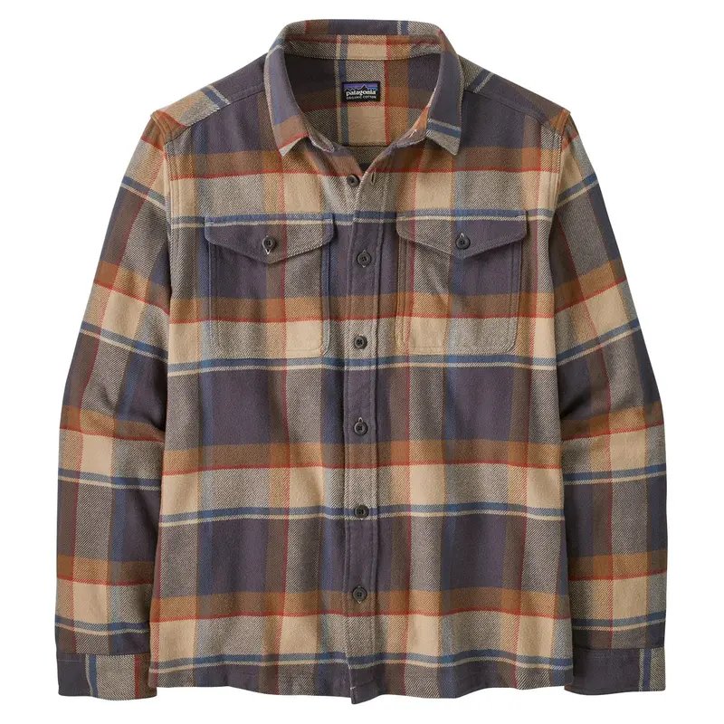 Patagonia Men'S Fjord Flannel Shirt In Sunrise Ridge And Forge Grey 1