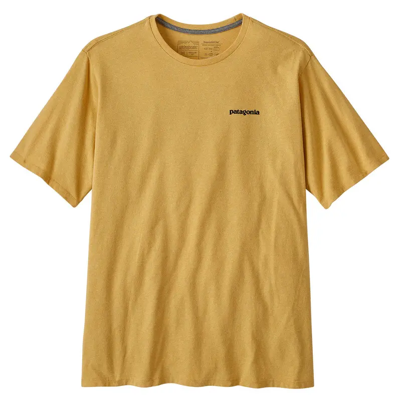 Patagonia P-6 Logo Responsibili-Tee For Men – Surfboard Yellow Recycled Cotton T-Shirt 1
