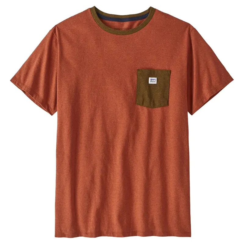 Patagonia Responsibili-Tee For Men – Henna Brown Sticker Pocket Tee 1