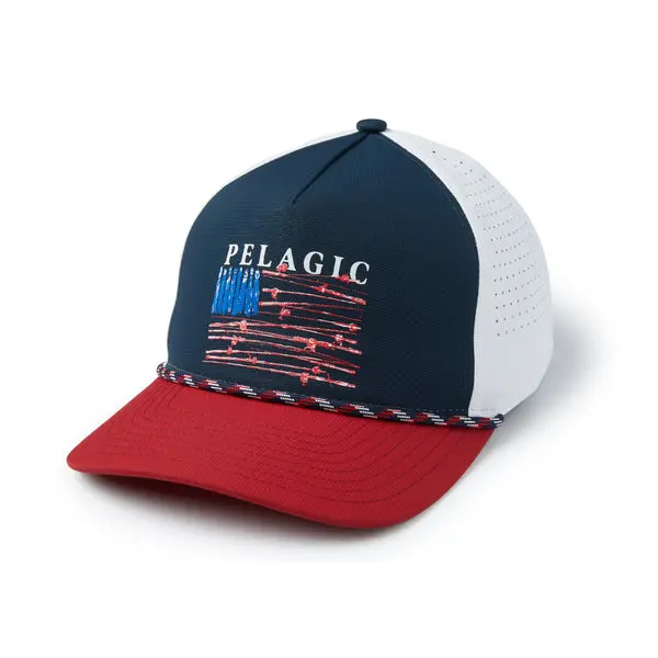 Pelagic Upswell Reel Flag Trucker Hat – Mid-Crown Fishing Cap 1