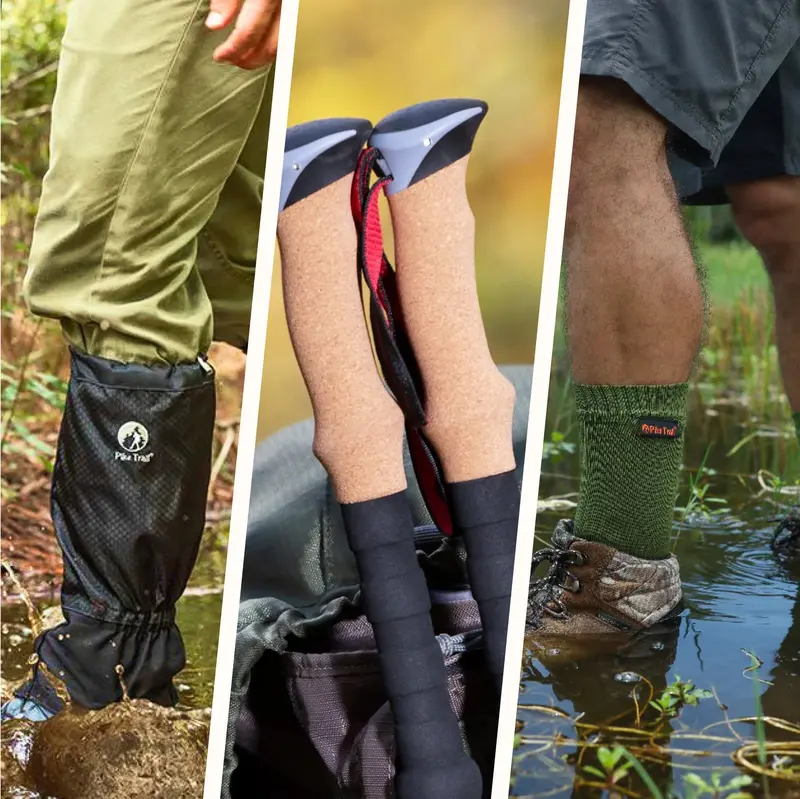 Pike Trail Hiker Bundle: Waterproof Socks, Leg Gaiters & Trekking Poles 1