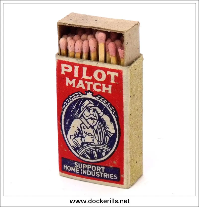 Pilot Safety Matches – Bryant & May Ltd. Vintage Box With Full Contents & 'Support Home Industries' Label 1