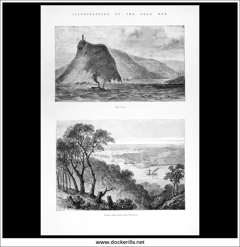 Port Natal (Durban) From The Bluff – Zulu War Era Engraving, March 1879 1