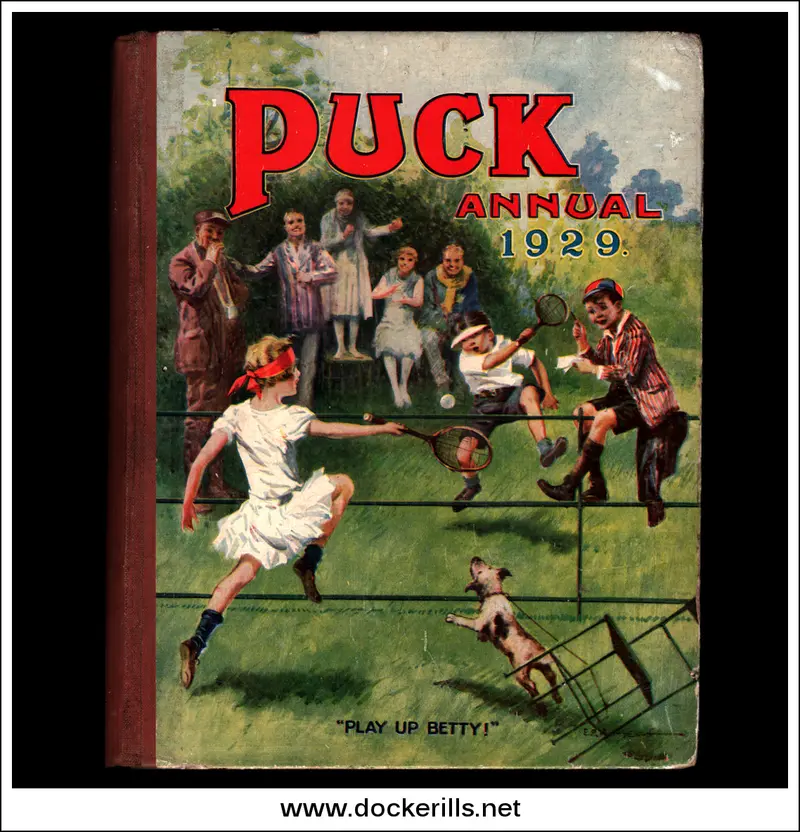 Puck Annual 1929 With Tennis-Themed Cover 'Play Up Betty' 1